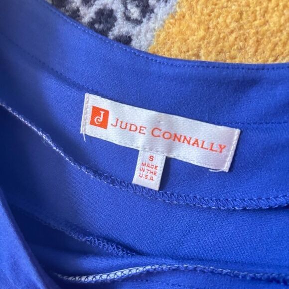 Jude Connally Ella Ric Rac Blue White Short Sleeve Round Neck Shift Dress S - Picture 3 of 5